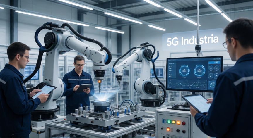 que es tecnología 5g, Fábrica inteligente conectada mediante tecnología 5G