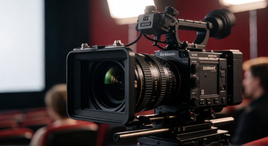 que es tecnologia 8k, Cámara profesional de vídeo 8K en un estudio de grabación