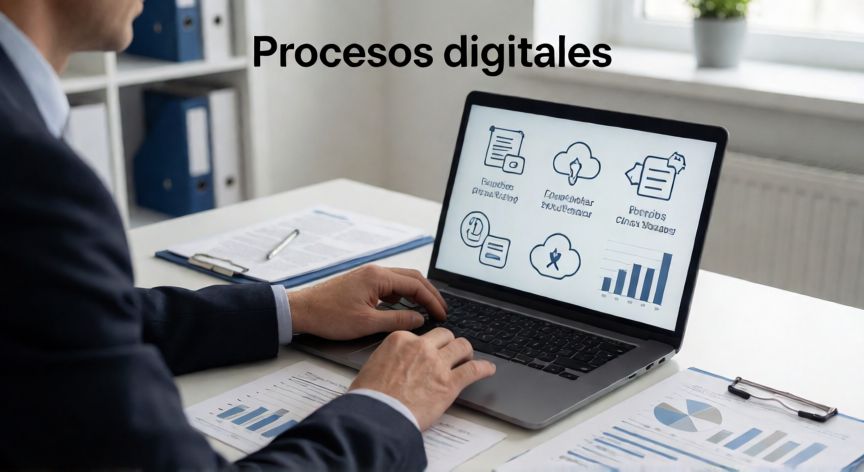 que es tecnología en gestión empresarial, Directora de empresa gestionando procesos digitales, finanzas y automatización desde el ordenador