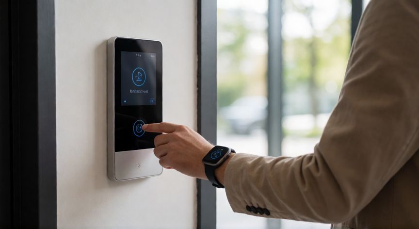 que es tecnología nfc, Reloj inteligente usando NFC para acceder a una puerta