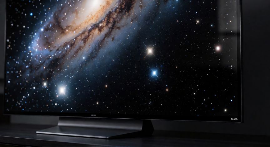 que es tecnología oled, Televisor OLED mostrando negros puros y colores vibrantes en una habitación oscura