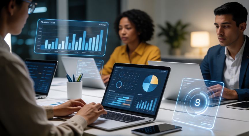 que es tecnología resumen corto, Persona trabajando con herramientas tecnológicas digitales en un espacio moderno