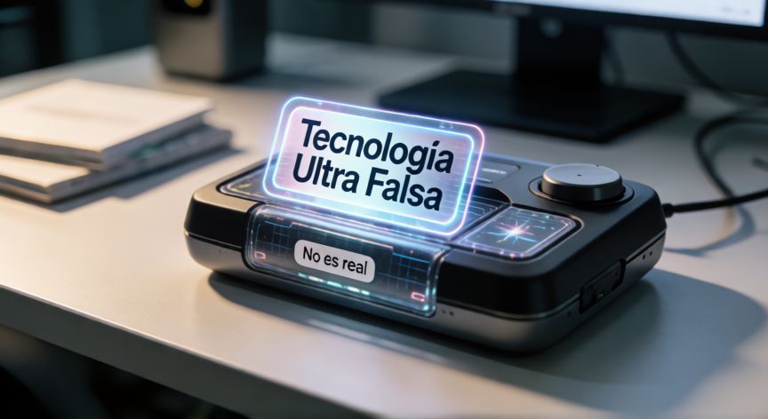 qué es tecnología ultra falsa, Dispositivo tecnológico conceptual con etiqueta de tecnología ultra falsa