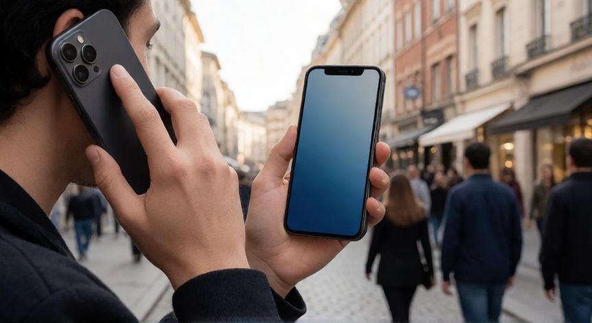 que es tecnología volte, Persona usando un teléfono móvil para una llamada VoLTE en una calle urbana