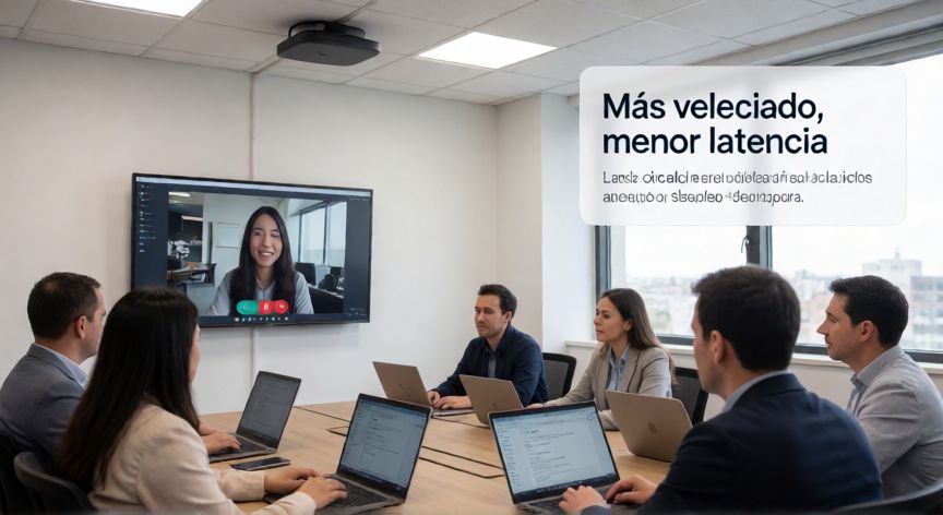 que es tecnologia wifi 7, Oficina con videollamadas y dispositivos conectados mediante una red Wi-Fi 7 estable