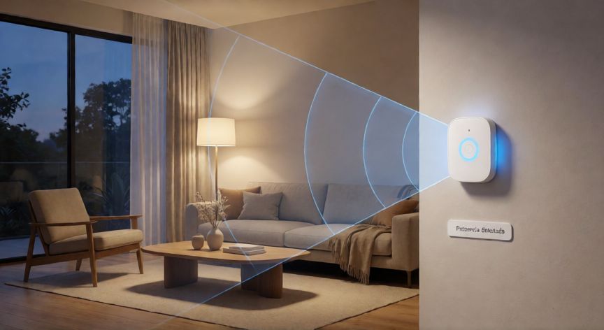 que es tecnologia wizsense, Sensor de presencia inteligente WizSense en una vivienda con detección de zonas