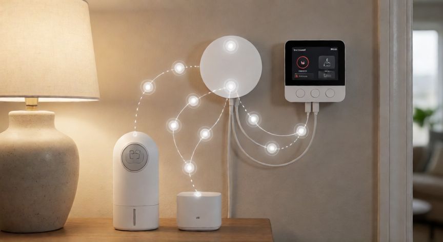 que es tecnologia zigbee, Hub domótico con dispositivos inteligentes conectados mediante Zigbee