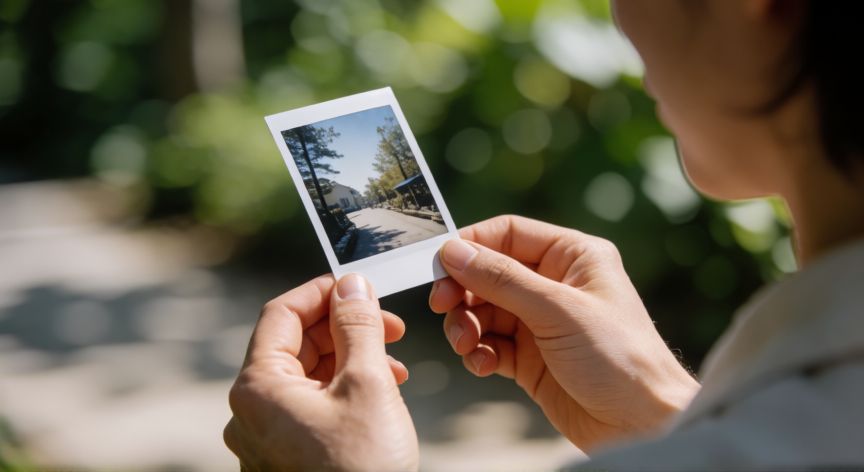 que es tecnologia zink, Persona sosteniendo una fotografía instantánea al aire libre
