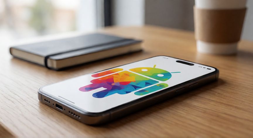 que es un android, Smartphone moderno con el logo de Android en la pantalla