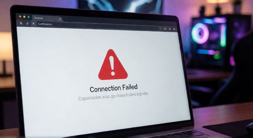 Pantalla de computadora mostrando un error de conexión HTTP en Roblox