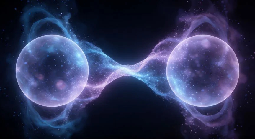 que es un ordenador cuantico, Visualización abstracta de dos qubits entrelazados y en superposición