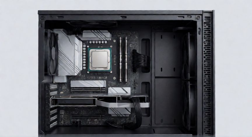 ¿qué es un ordenador y computadora, Vista interna de un ordenador con procesador, memoria RAM y disco sólido
