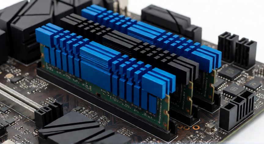 que es un zocalo ordenador, Barras de memoria RAM instaladas en los zócalos DIMM de la placa base