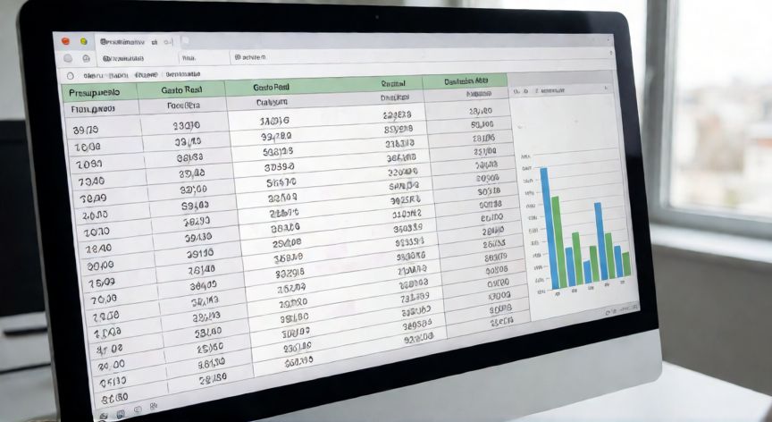 que formula es abs en excel, Hoja de cálculo con ejemplo práctico de ABS para calcular desviaciones presupuestarias