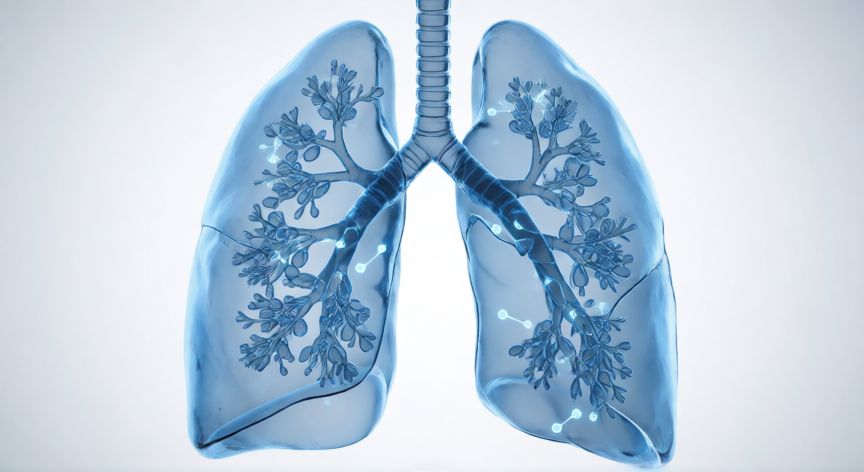 que formula es o2, Pulmones con moléculas de O₂ fluyendo por los alvéolos