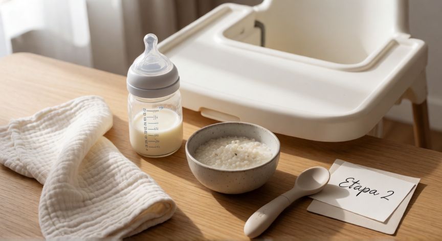que formula puede tomar un bebe de 8 meses, Biberón de fórmula de continuación, cuenco de cereales y utensilios de alimentación para bebé de 8 meses