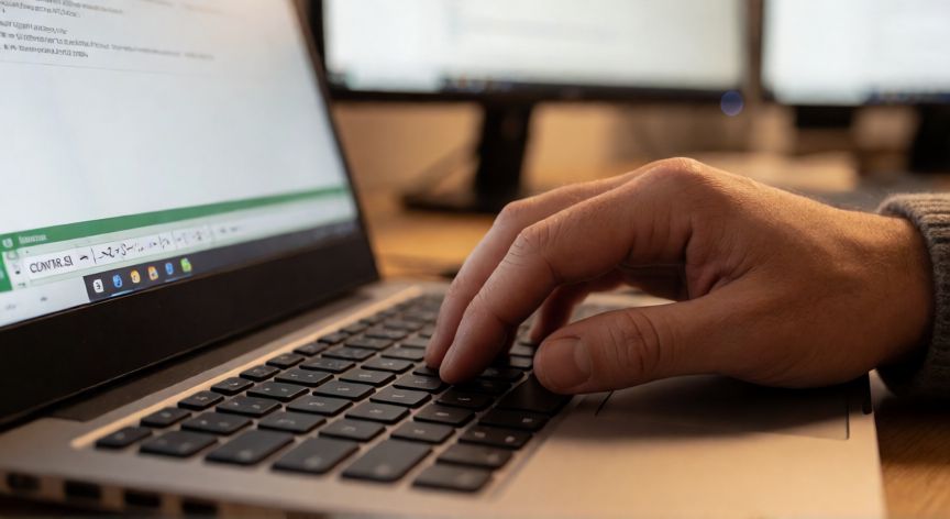 que formula puedo usar en excel para buscar datos repetidos, Manos escribiendo una fórmula CONTAR.SI en la barra de fórmulas de Excel