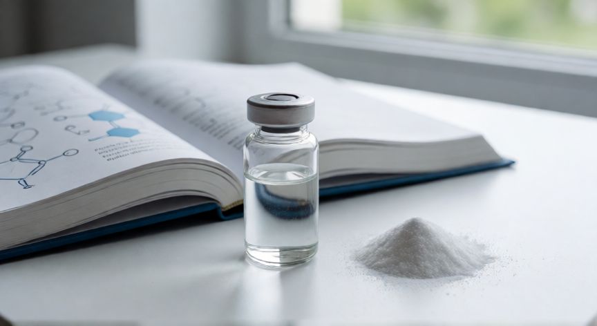 Muestra de ingredientes activos tópicos en entorno de laboratorio químico