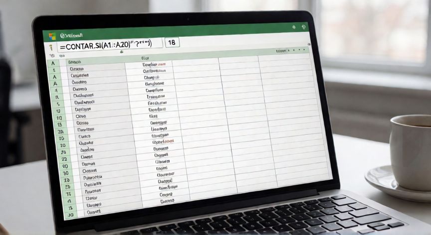 que formula usar en excel para contar celdas con texto, Pantalla de Excel mostrando la fórmula CONTAR.SI para contar celdas con texto en una columna
