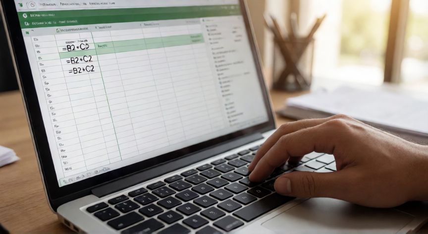 que formula usar para multiplicar en excel, Pantalla de Excel mostrando la fórmula de multiplicación =B2*C2 en una celda