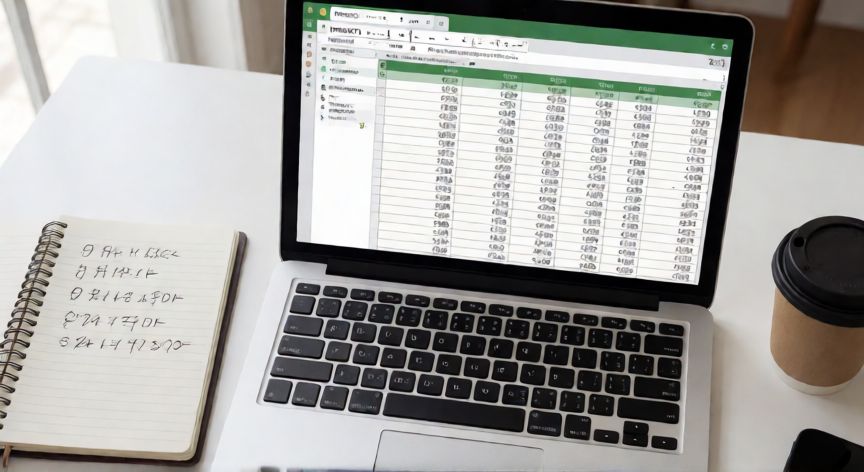 que formula usar para multiplicar en excel, Hoja de cálculo Excel con función PRODUCTO aplicada a una columna de datos sobre un escritorio