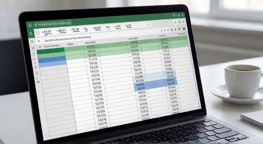 que formula uso para sacar porcentaje en excel, Hoja de cálculo Excel con fórmulas de porcentaje visibles en la barra de fórmulas