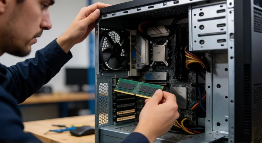que hacer si tu ordenador no enciende, Recolocando módulos de RAM en la placa base durante diagnóstico