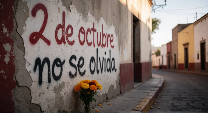 que hicieron con los cuerpos del 68, Rendimiento floral y graffiti en memoria de las víctimas del 2 de octubre de 1968