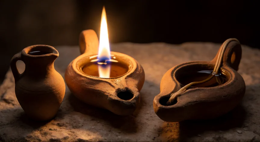 qué hicieron las 5 vírgenes insensatas, Contraste entre una lámpara con aceite y una apagada, símbolo de preparación y omisión