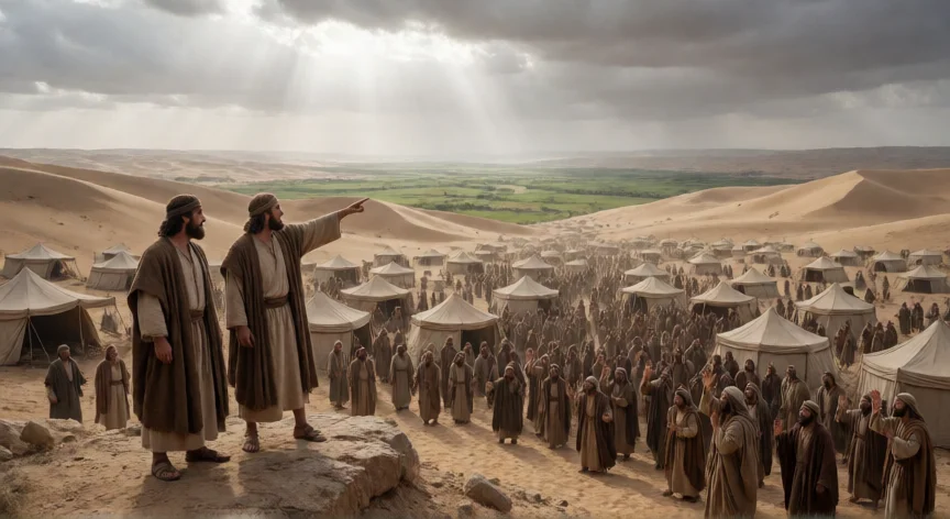 que hicieron los 12 espias, Caleb y Josué instan a avanzar mientras el pueblo teme en el desierto de Parán