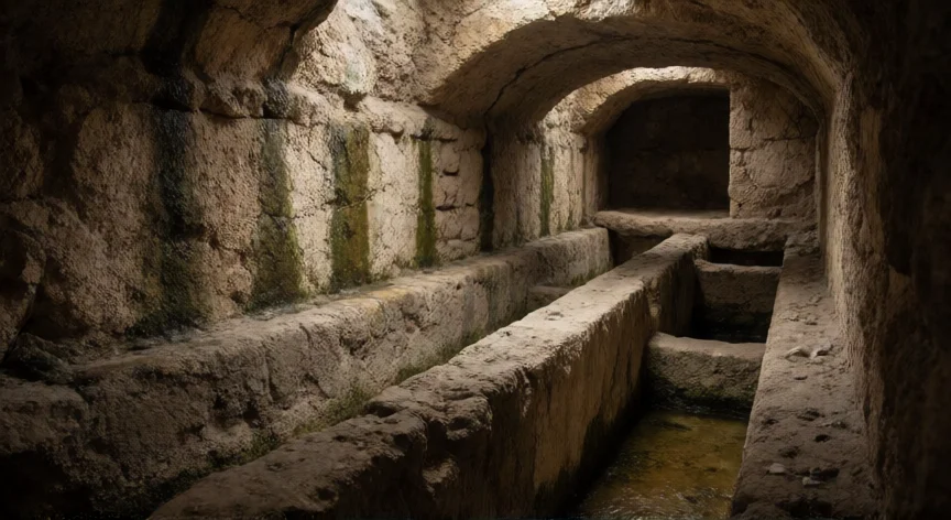 que hicieron los 7 reyes de roma, Vista interior de la Cloaca Máxima, obra pública construida bajo Tarquino Prisco