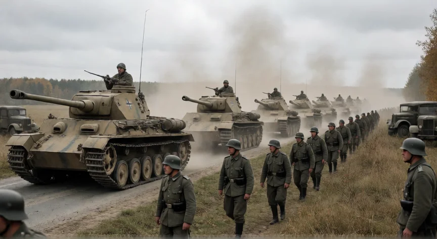 que hicieron los alemanes en la segunda guerra mundial, Columna de tanques alemanes en la invasión de Polonia, 1939