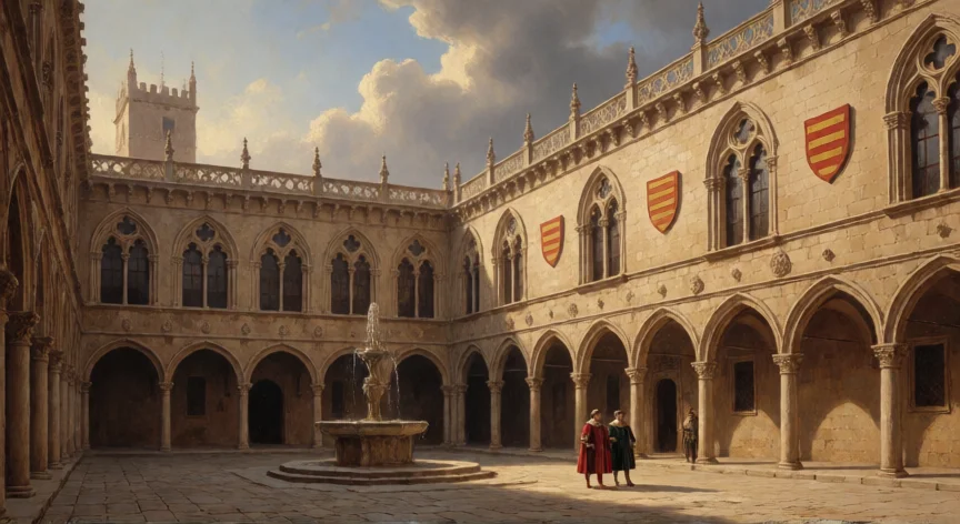 que hicieron los borgia, Palacio renacentista de los Borgia en Valencia con escudos heráldicos y figuras del siglo XV