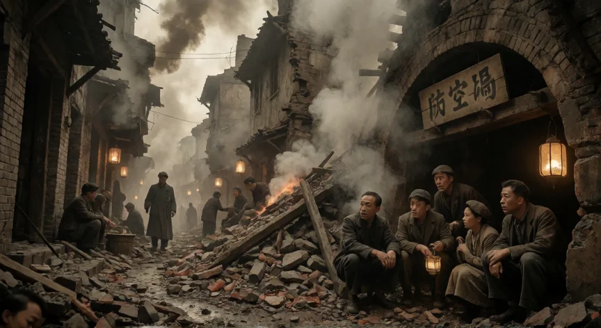 que hicieron los chinos en la segunda guerra mundial, Civiles chinos refugiados en un búnker antiaéreo en Chongqing durante los bombardeos japoneses de 1943