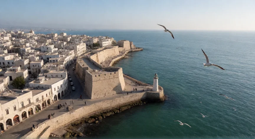 que hicieron los cruzados en tierra santa, Puerto antiguo de Acre, última plaza cruzada en caer en 1291, con sus murallas venecianas junto al Mediterráneo