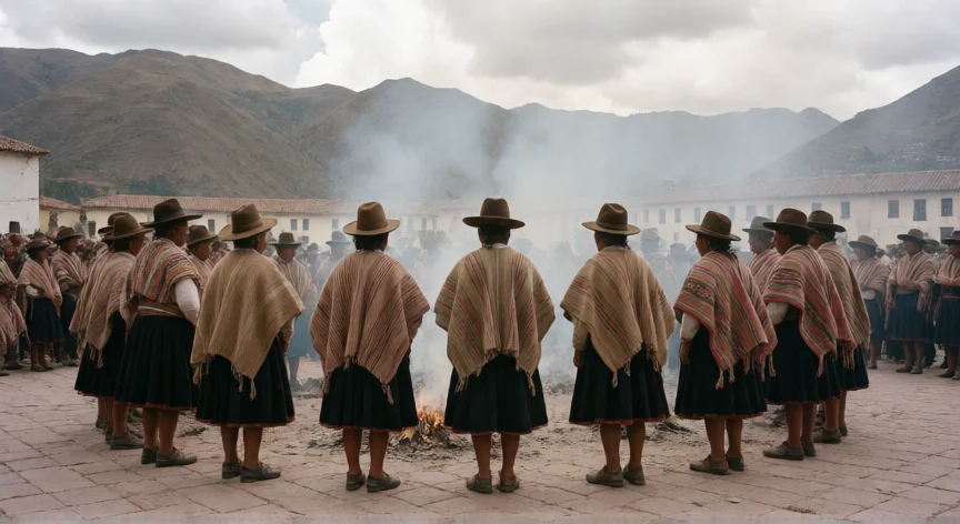 qué hicieron los hermanos katari, Ceremonia tradicional aimara en plaza del altiplano surandino