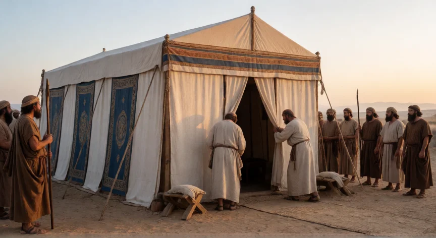 que hicieron los hijos de moises en la biblia, Tabernáculo en el desierto donde los descendientes de Moisés servían junto a los levitas