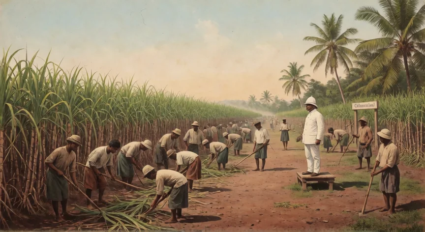 que hicieron los holandeses en indonesia, Plantación de caña de azúcar en Java bajo el sistema de cultivos forzados holandés