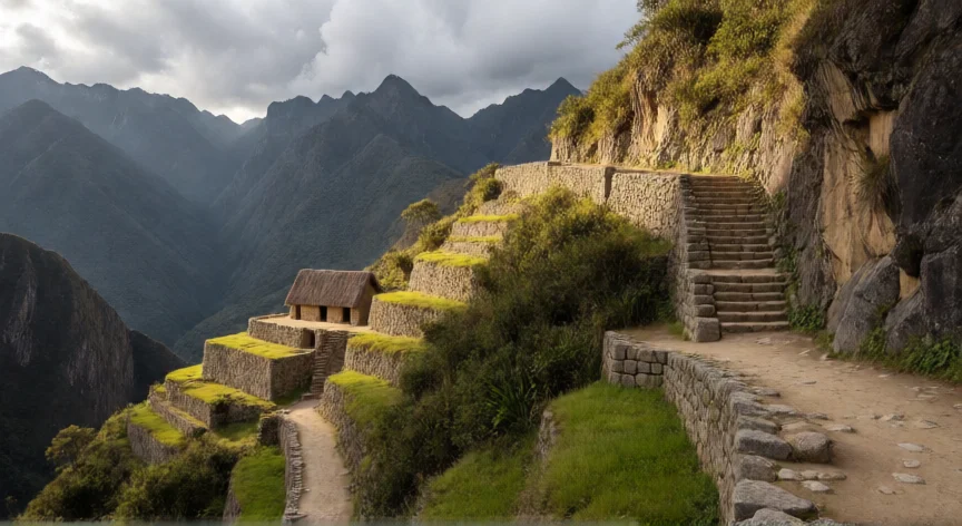 que hicieron los incas, Caminos incas en la cordillera de los Andes con talambo y terrazas de piedra