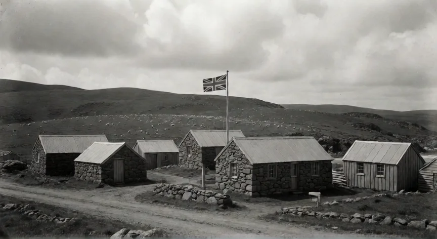 que hicieron los ingleses en las malvinas, Village in the Falkland Islands under British administration in the early 20th century