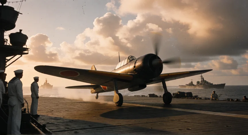que hicieron los japoneses en la segunda guerra mundial, Aviadores japoneses en portaaviones Imperial durante la campaña del Pacífico 1942