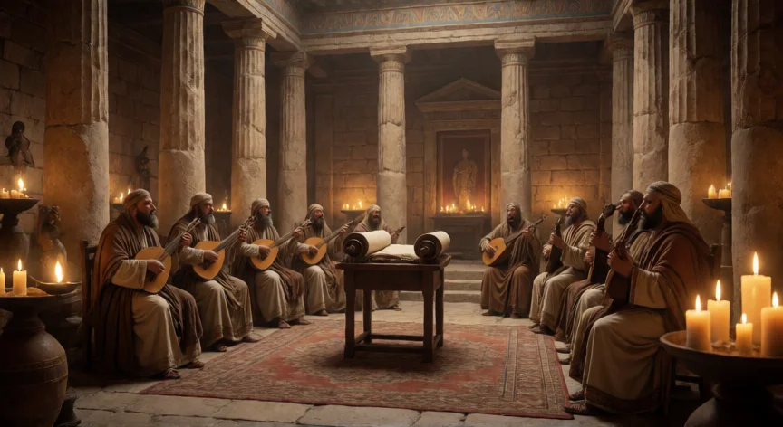 que hicieron los levitas en la biblia, Levitas realizando servicio musical y de lectura en el Templo de Jerusalén