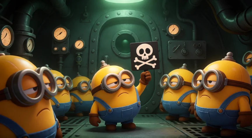 que hicieron los minions entre 1939 y 1945, Los Minions aburridos dentro de un submarino en la escena de la película Minions 2015