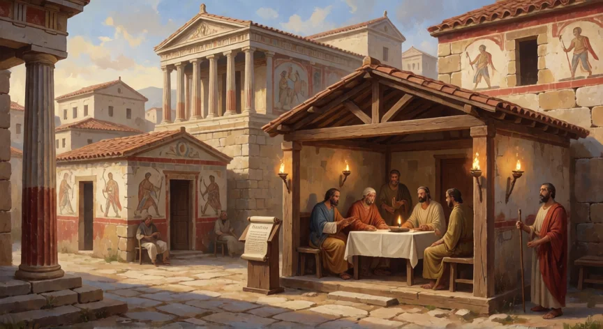 que hicieron los nicolaitas en la biblia, Ilustración de una asamblea cristiana primitiva en Tiatira, Asia Menor, siglo I
