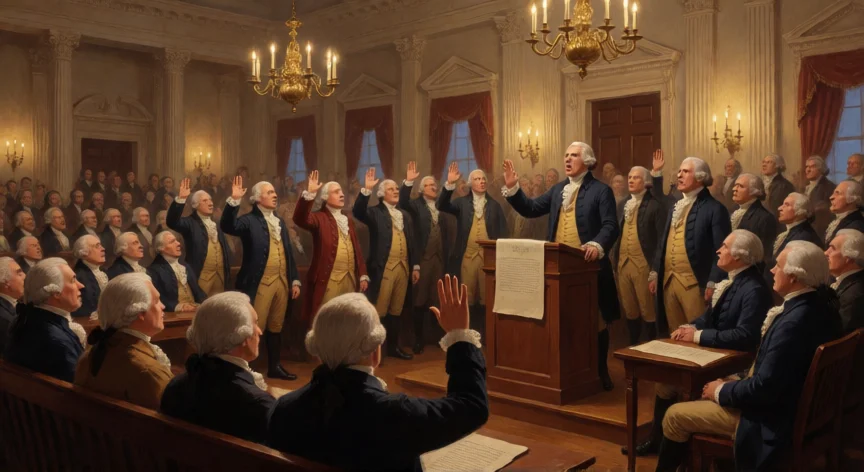 que hicieron los padres de la patria, Delegados debatiendo en la Convención Constitucional de 1787