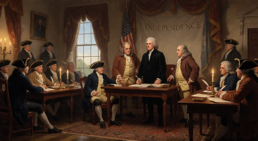 Pintura histórica de la firma de la Declaración de Independencia en Filadelfia, 1776