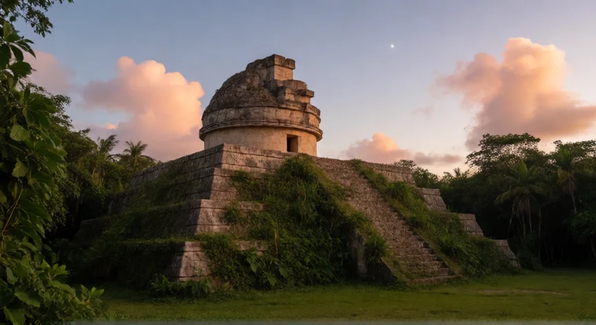 que hicieron los pueblos antiguos para saber de los cuerpos celestes, Observatorio maya de El Caracol alineado con la salida de Venus al amanecer