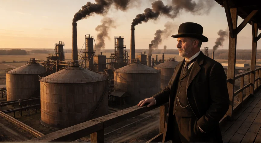 que hicieron los rockefeller, Refinería de petróleo de Standard Oil en Ohio, finales del siglo XIX
