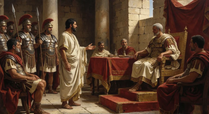 Recreación del juicio de Jesús ante Poncio Pilato en el pretorio romano de Jerusalén