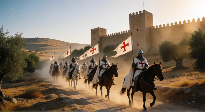 que hicieron los templarios, Caballeros templarios a caballo en el Levante medieval